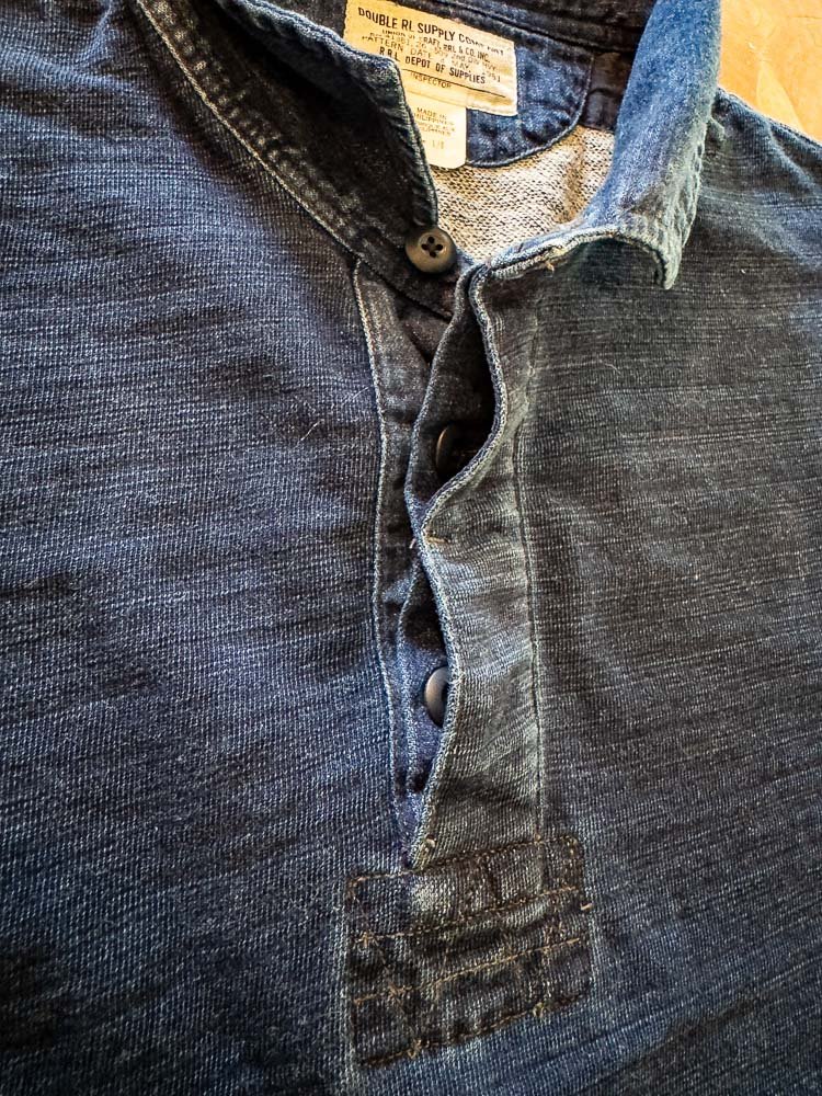Landoverland RRL Indigo French Terry Rugby Shirt8.JPG