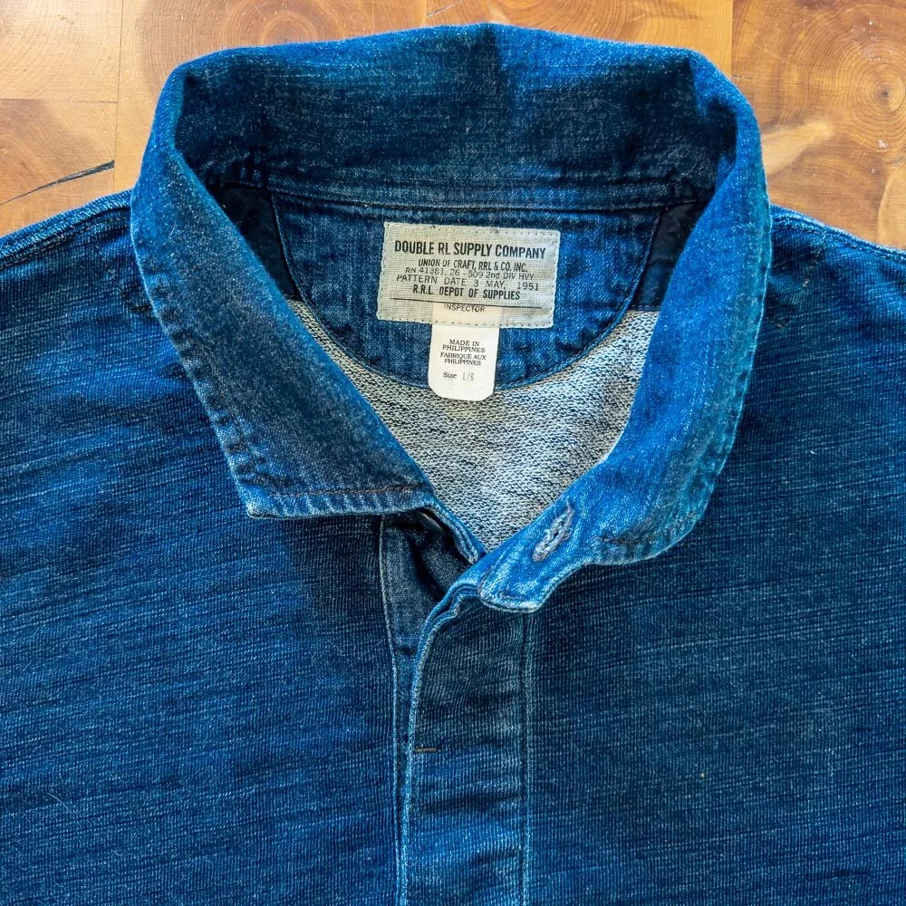 Landoverland RRL Indigo French Terry Rugby Shirt3.JPG