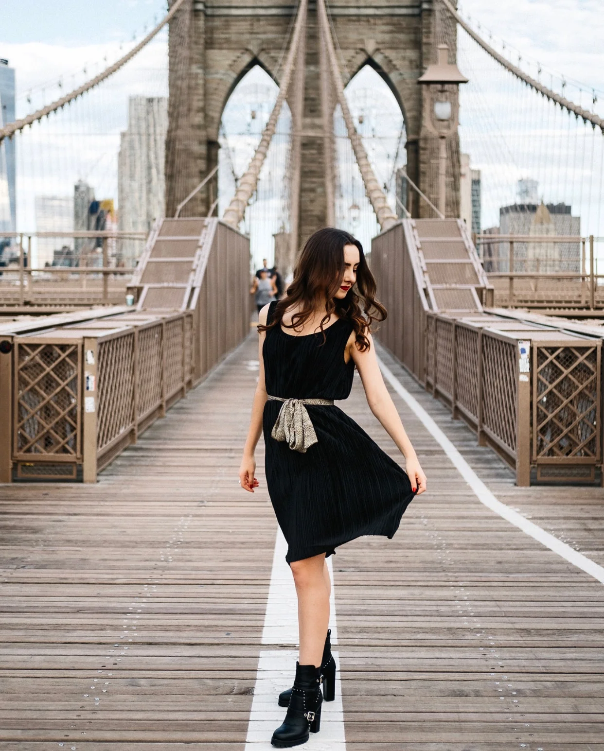 H&M Pleated Dress and scarf, Nasty Gal Motto Boots