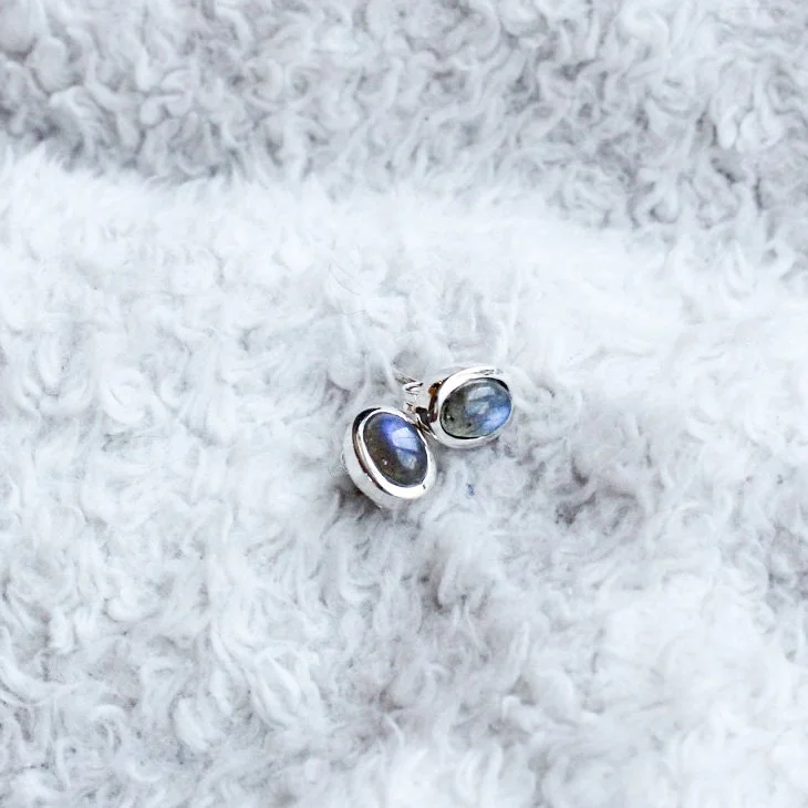 Oval Labradorite Studs
