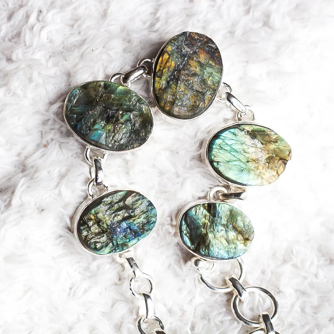 Rough Oval Labradorite Bracelet