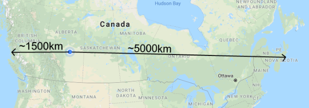 Where we are versus the nearest oceans. Could be worse, we could live in Saskatchewan.