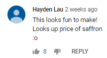 saffron price youtube comment