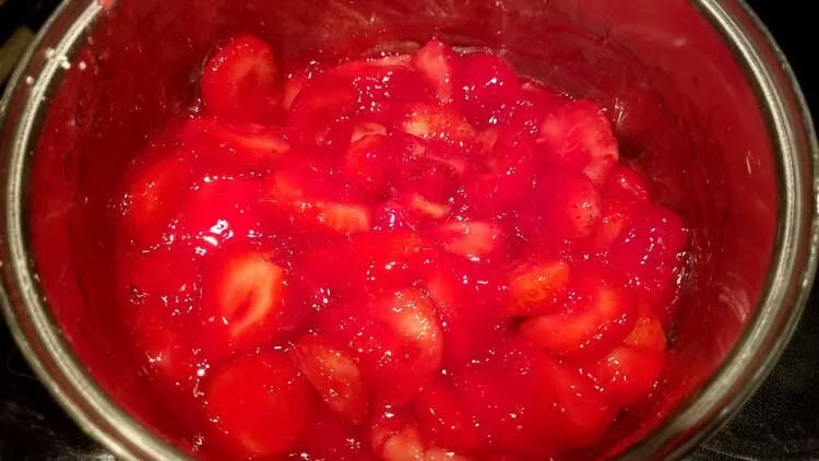 Strawberries + Jello sauce.