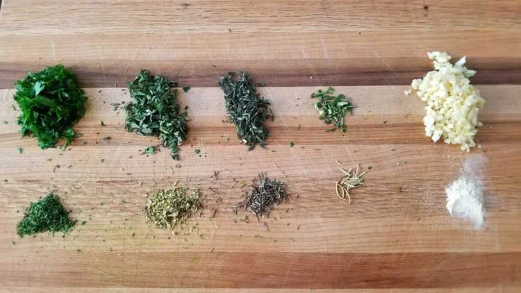 Fresh herbs vs dried herbs.