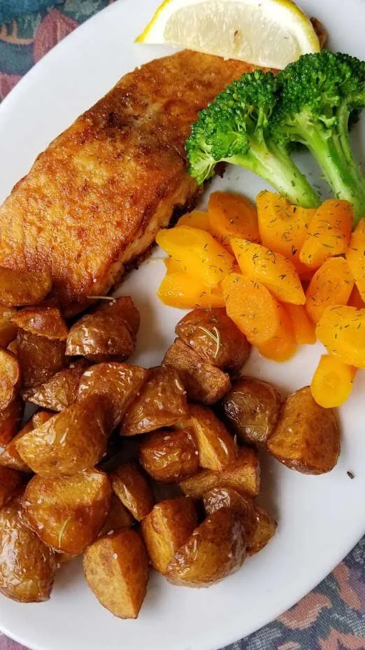 Salmon dinner from Seaside Restaurant.