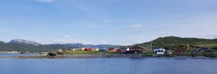 Colourful Gros Morne Cabins.