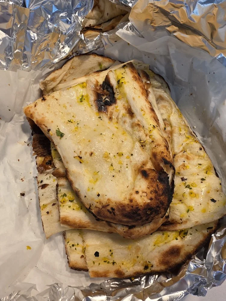 garlic naan from an Indian restaurant