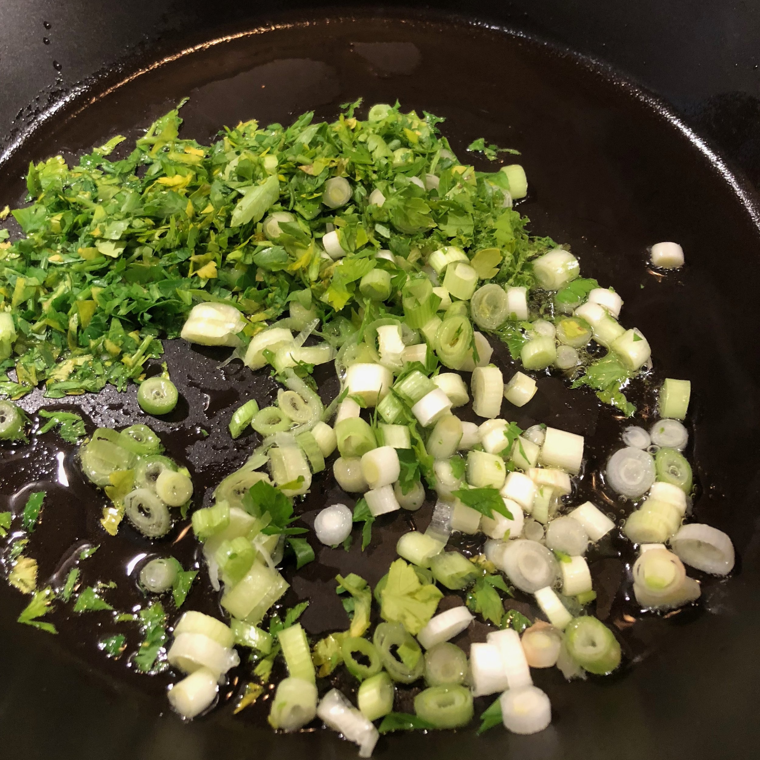 Spring onions, parsley and lemon
