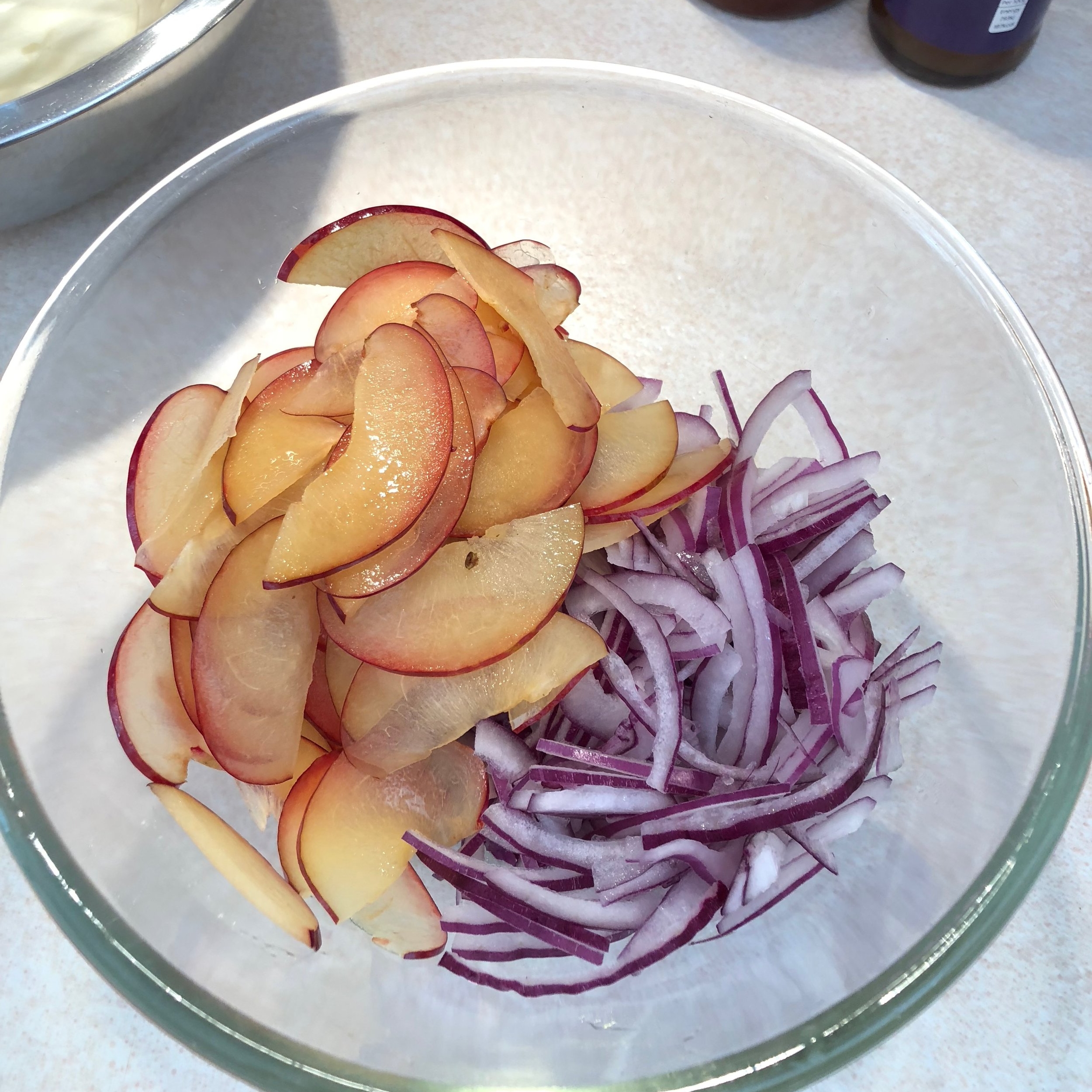 Plums and red onion