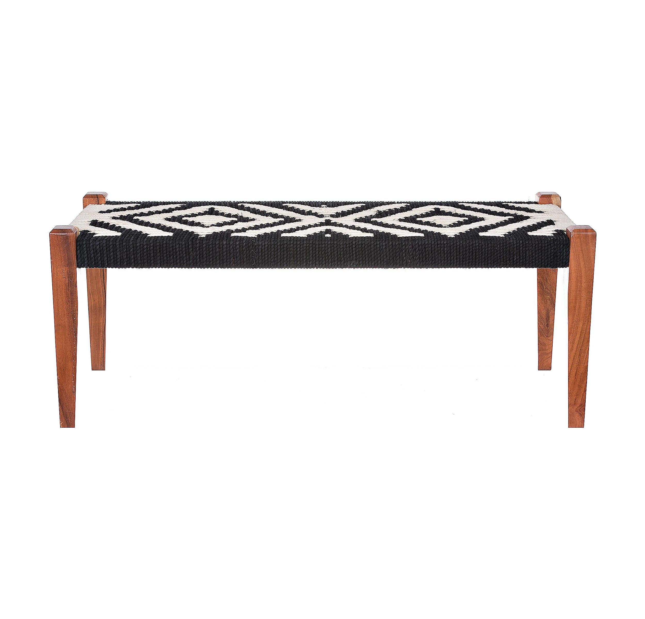 Black And White Woven Bench Black and White Woven Bench — Wallflower Rentals