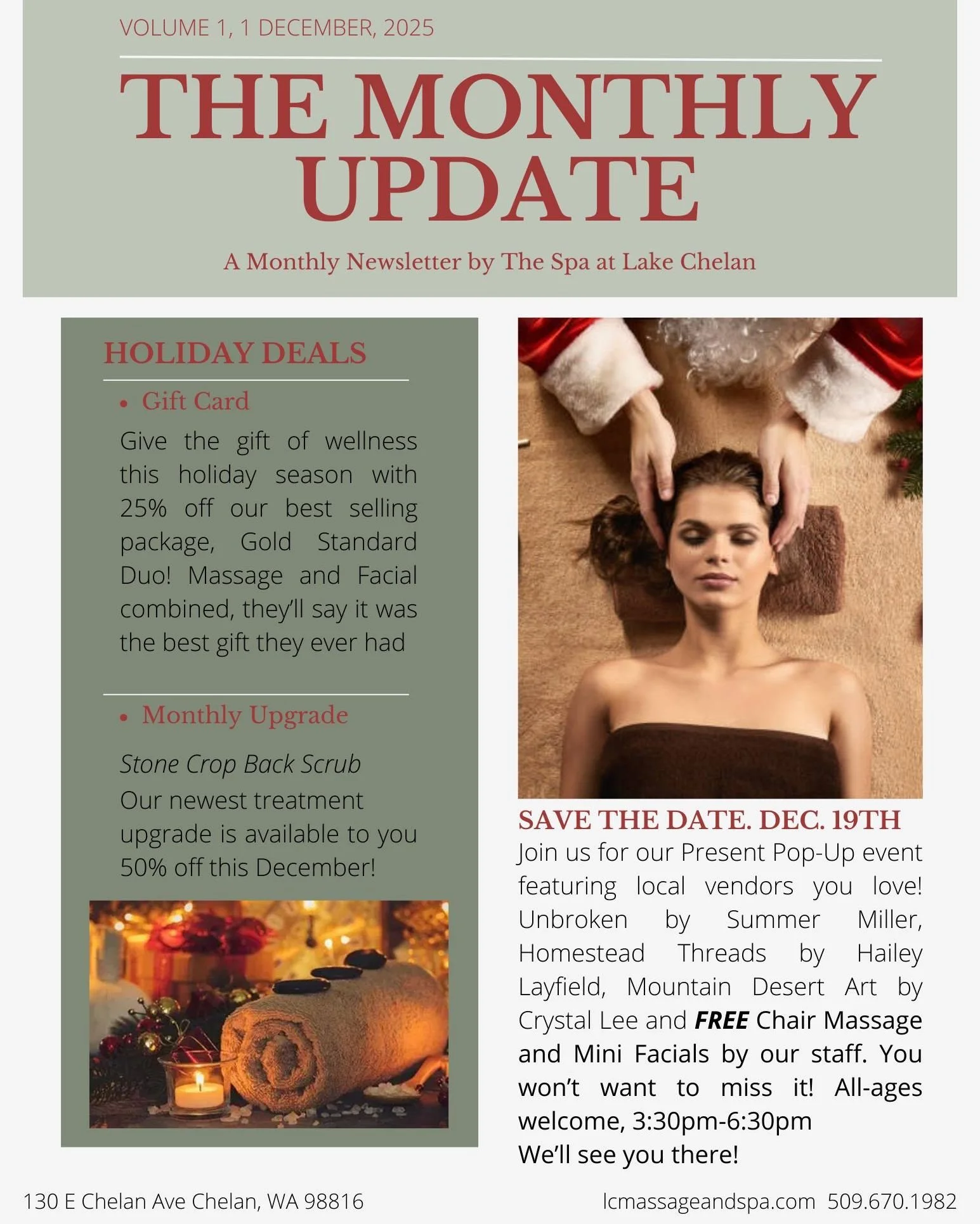 We understand how hard gift giving can be, let us help you with gifts that don't just feel good but make a lasting impression on your person's body, mind and spirit.
Give us a call or book online!

lcmassageandspa.com/booking
509.670.1982

Sign up fo