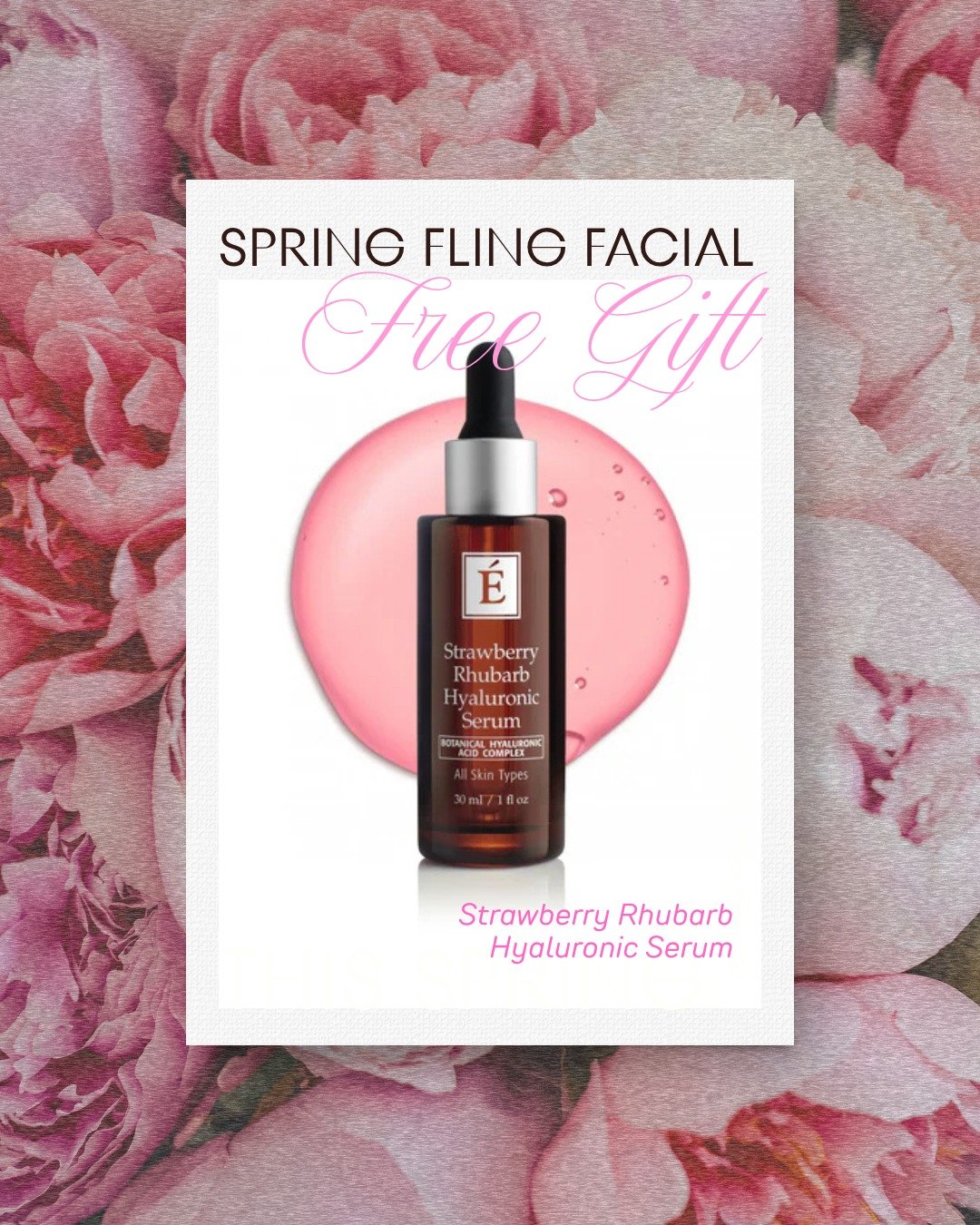 In case you missed it, we launched our Spring Fling Facial! 🍓🌸🌷🌼

This Facial helps transition from those heavy moisturizers to one that feels like your skin without lacking any of the hydration. We use Eminence Organics Strawberry Rhubarb collec