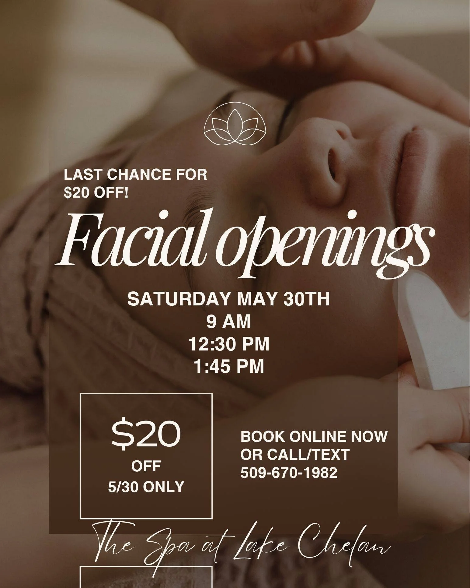 Last chance! Get in with Vanessa this Saturday May 30th for $20 off your facial 💘