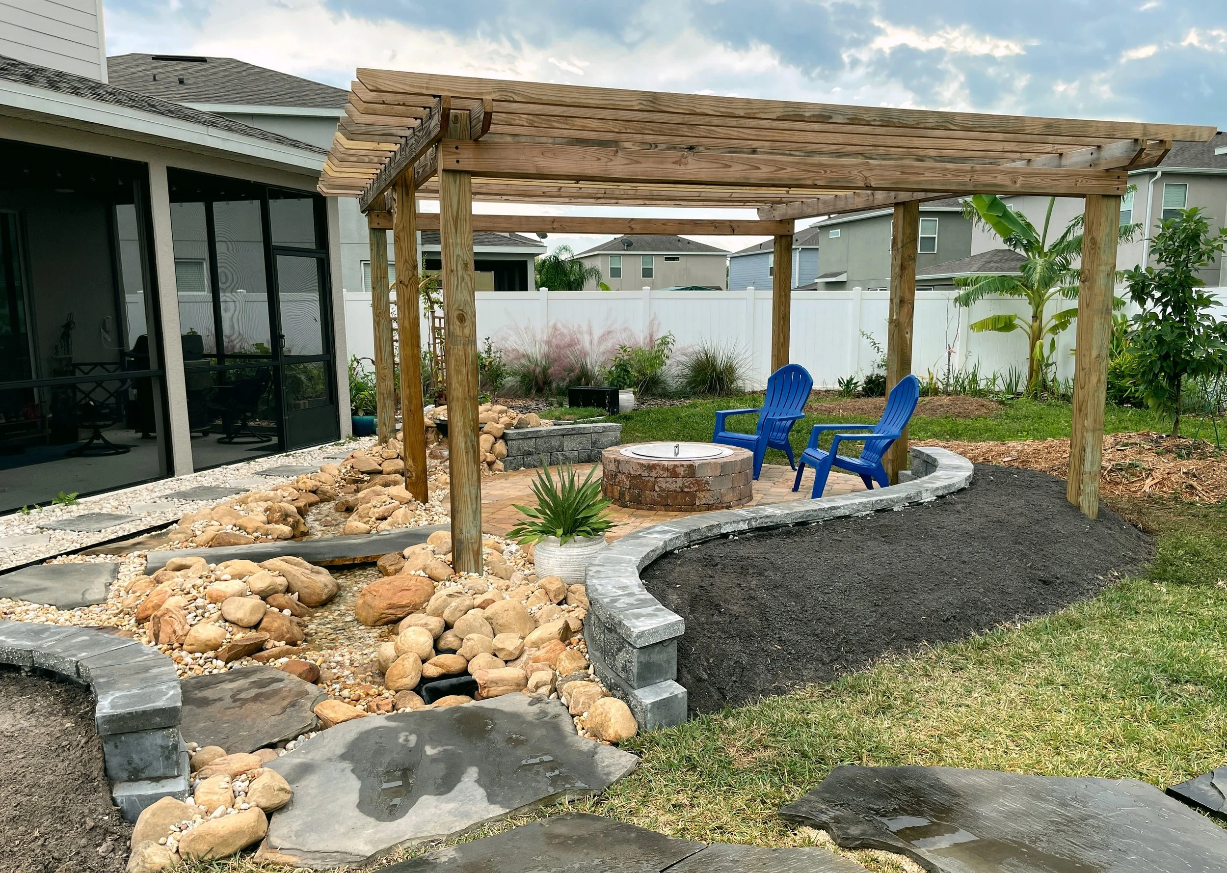 Earthwise landscape design Hardscape outdoor living space