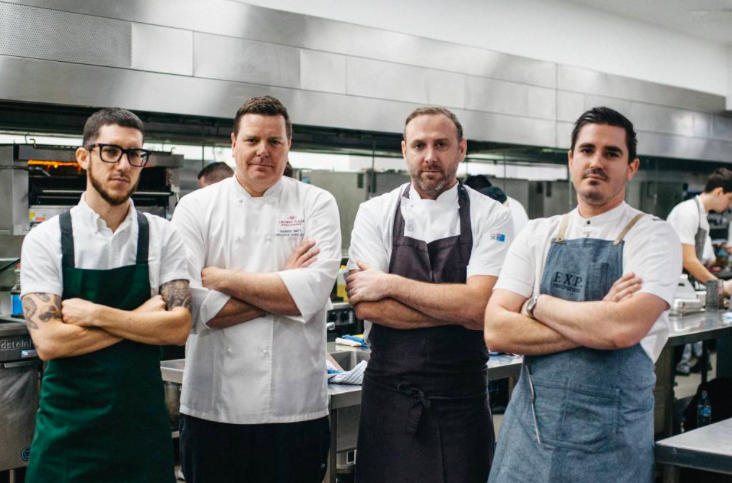 From left to right: Mitch Orr (Acme) Hamish Watt (Crowne Plaza) Joel Bickford (Aria) Frank Fawkner (EXP Restaurant)