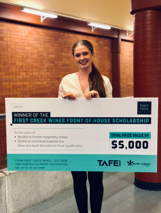 First Creek Wines Front of House Scholarship winner; Abbey Taylor from Margan Restaurant.