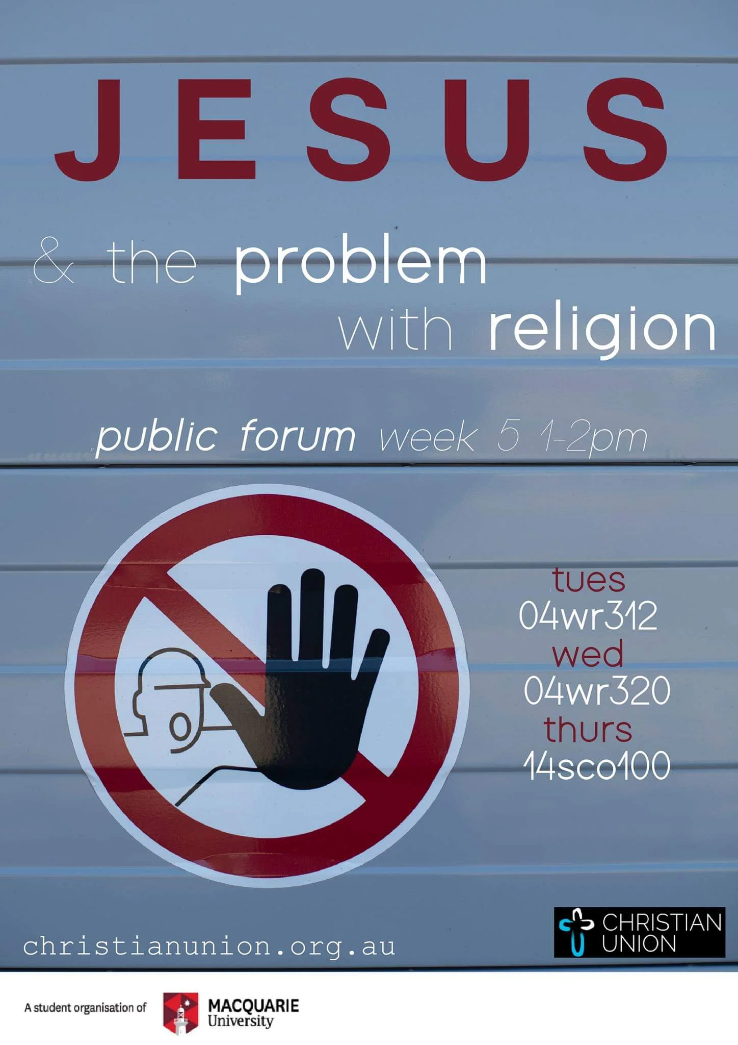 "Jesus and the Problem with Religion" Christianity is the biggest religion in the world. Jesus wasn't a fan of religion. Come along to Public Forum this week to discuss the problem with religion, according to the founder of the biggest religion in the world!