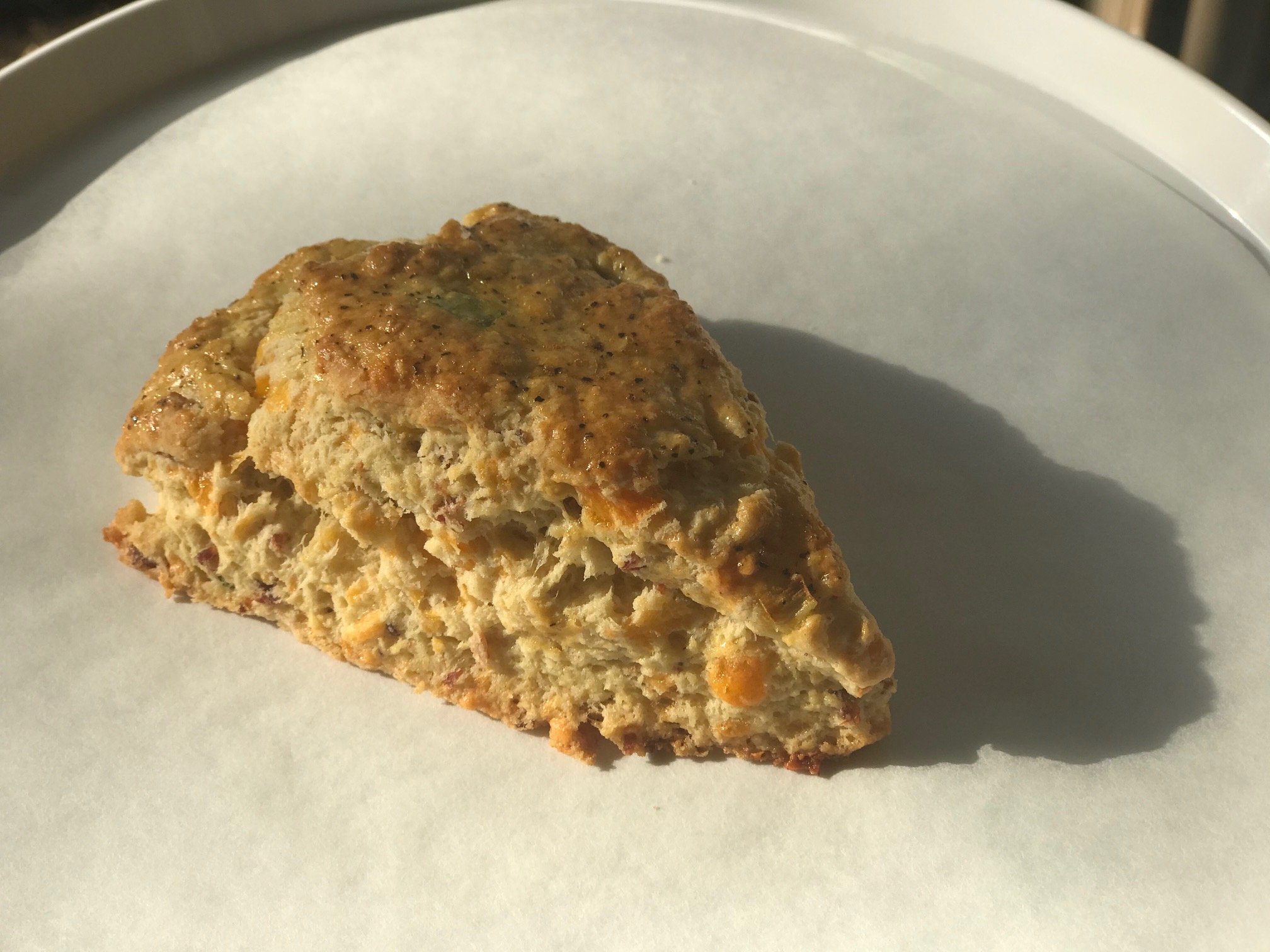 Savory Scones (Cheddar Black Pepper, pictured) $5/ea; $25/6