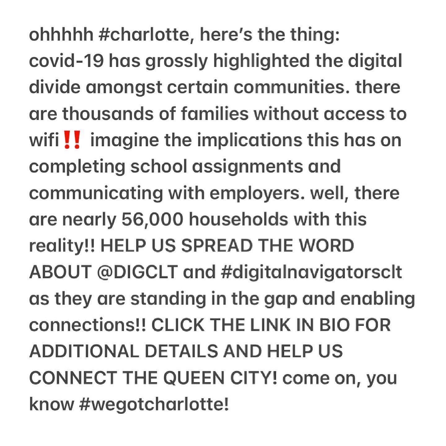 #charlotte, we need your help to further connect community!! click the link in my bio to make a difference... PLEASE SPREAD THE WORD ABOUT &lsquo;DIGITAL NAVIGATORS‼️&rsquo;
