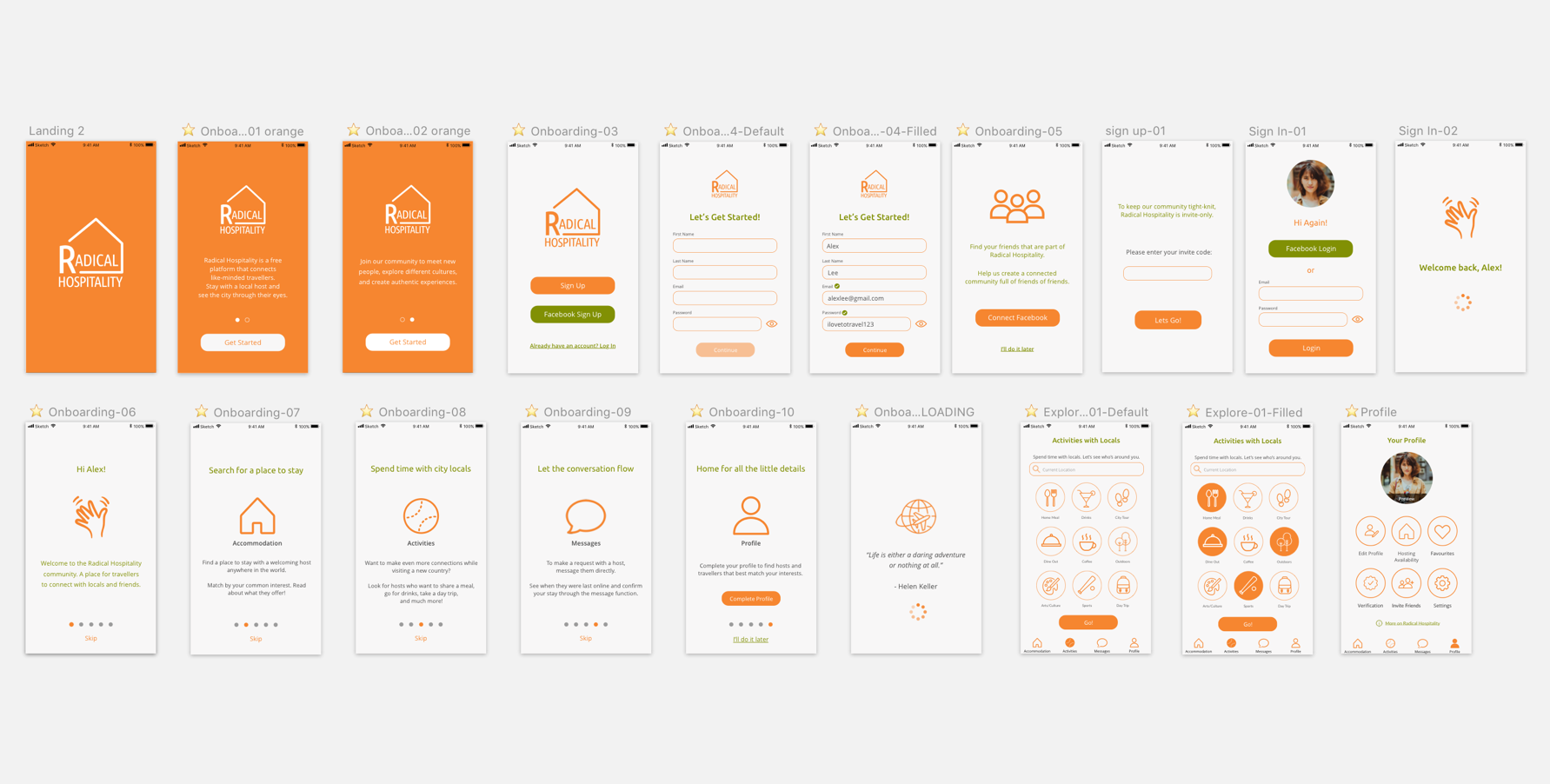 UI High Fidelity Wireframes