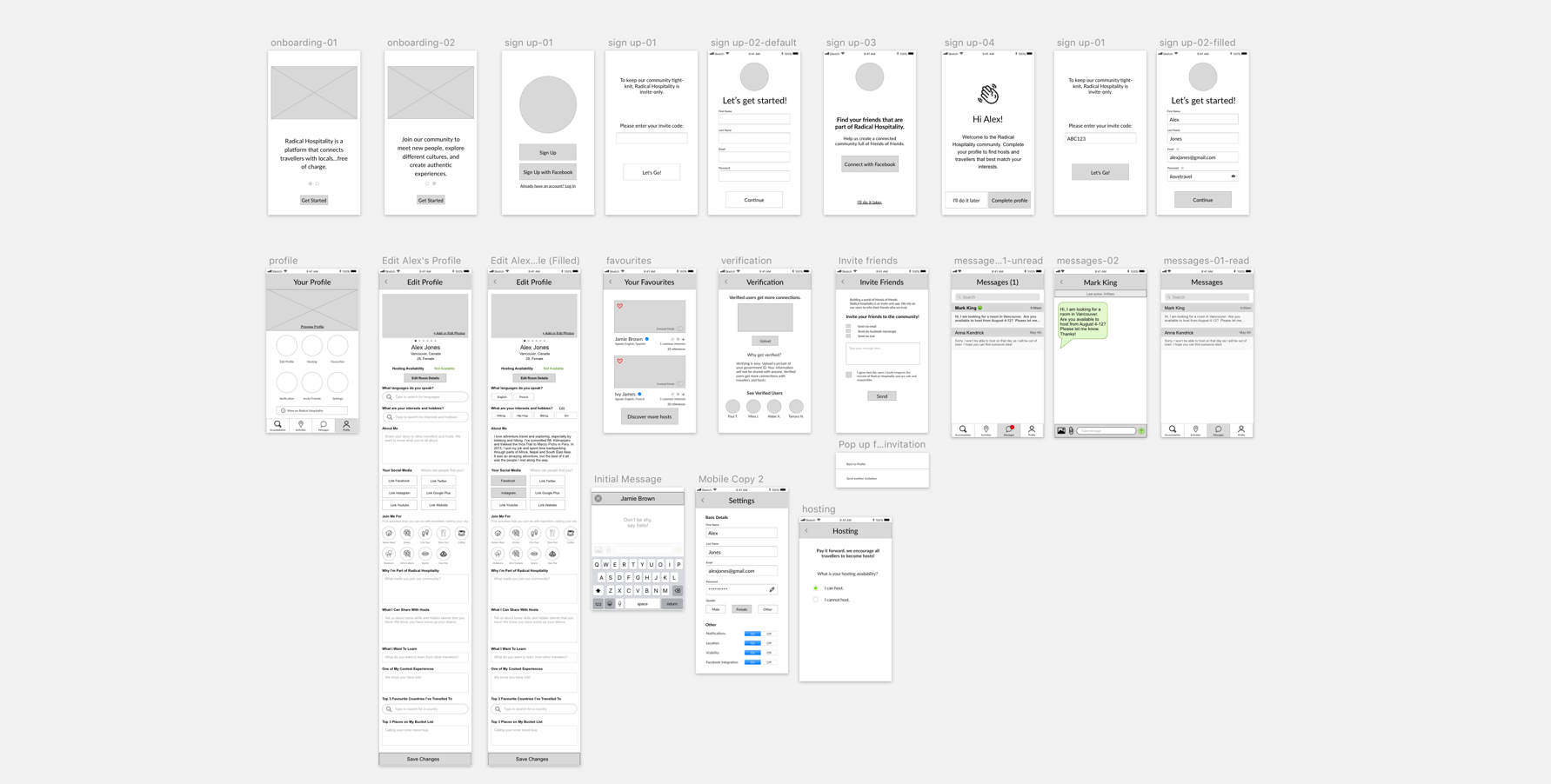 UX Medium Fidelity Wireframes