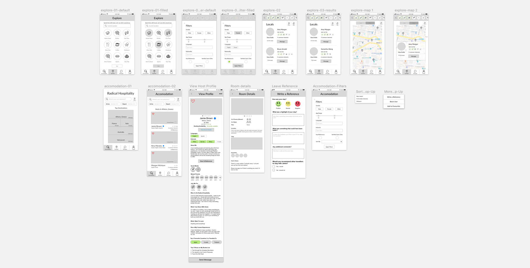 UX Medium Fidelity Wireframes