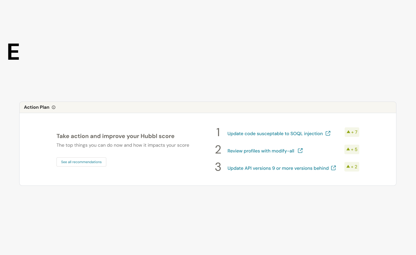  This is the final iteration, we felt it was best to narrow down to just 3 recommendations with their respective deltas and one simple call to action button on the left. This design is much cleaner and concise. 