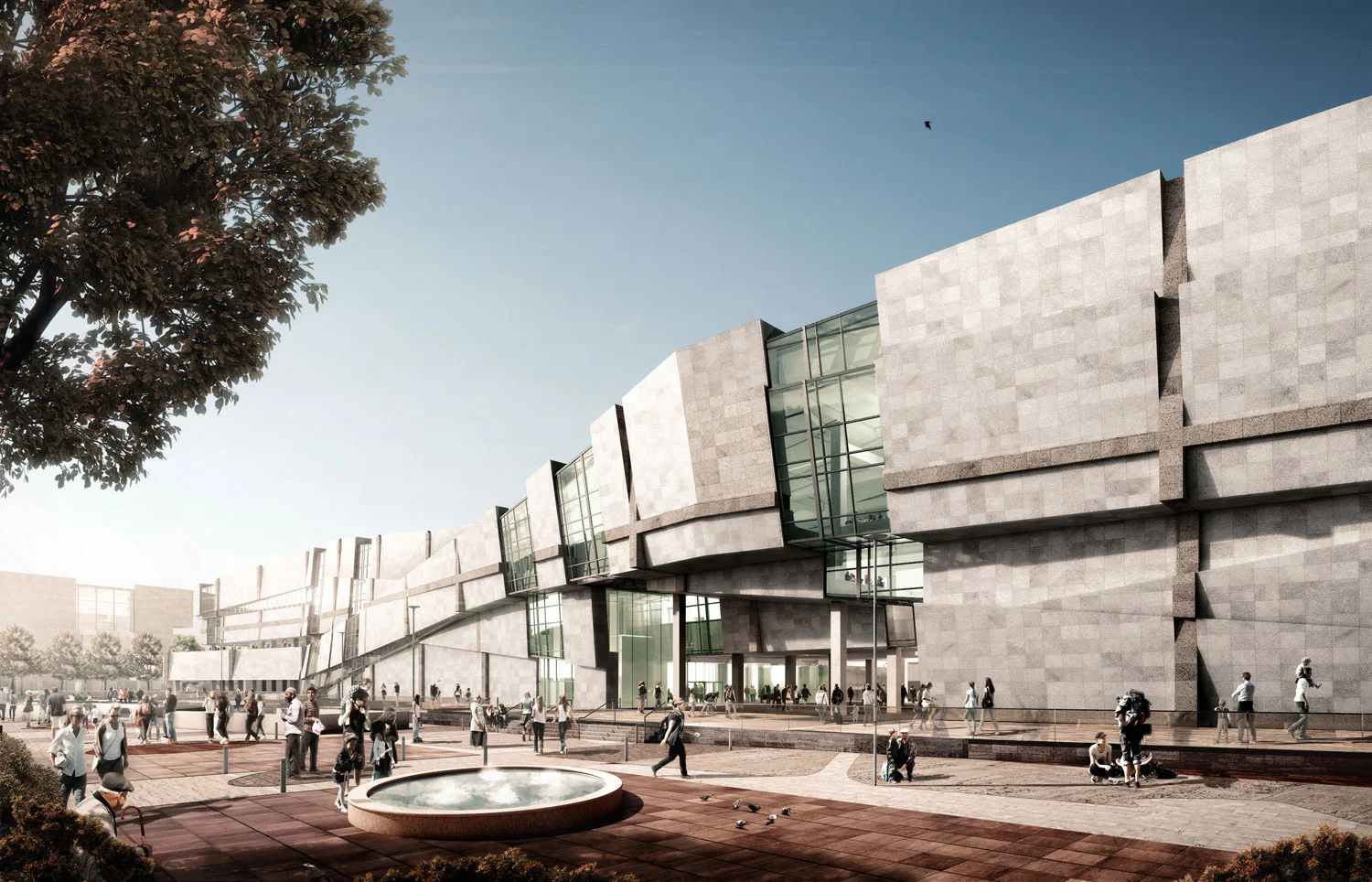 View of the museum and adjacent public plaza
