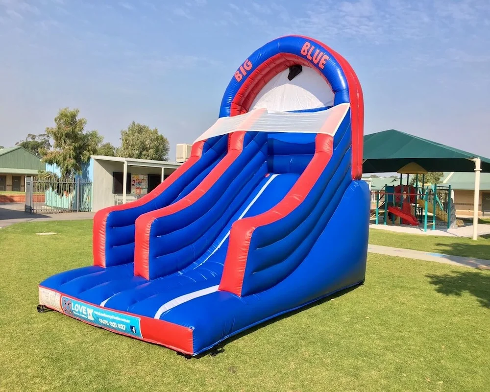 Big Blue bouncy castle super slide hire 3