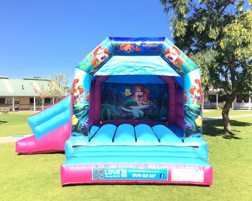 Little Mermaid bouncy castle hire with slide Baldivis