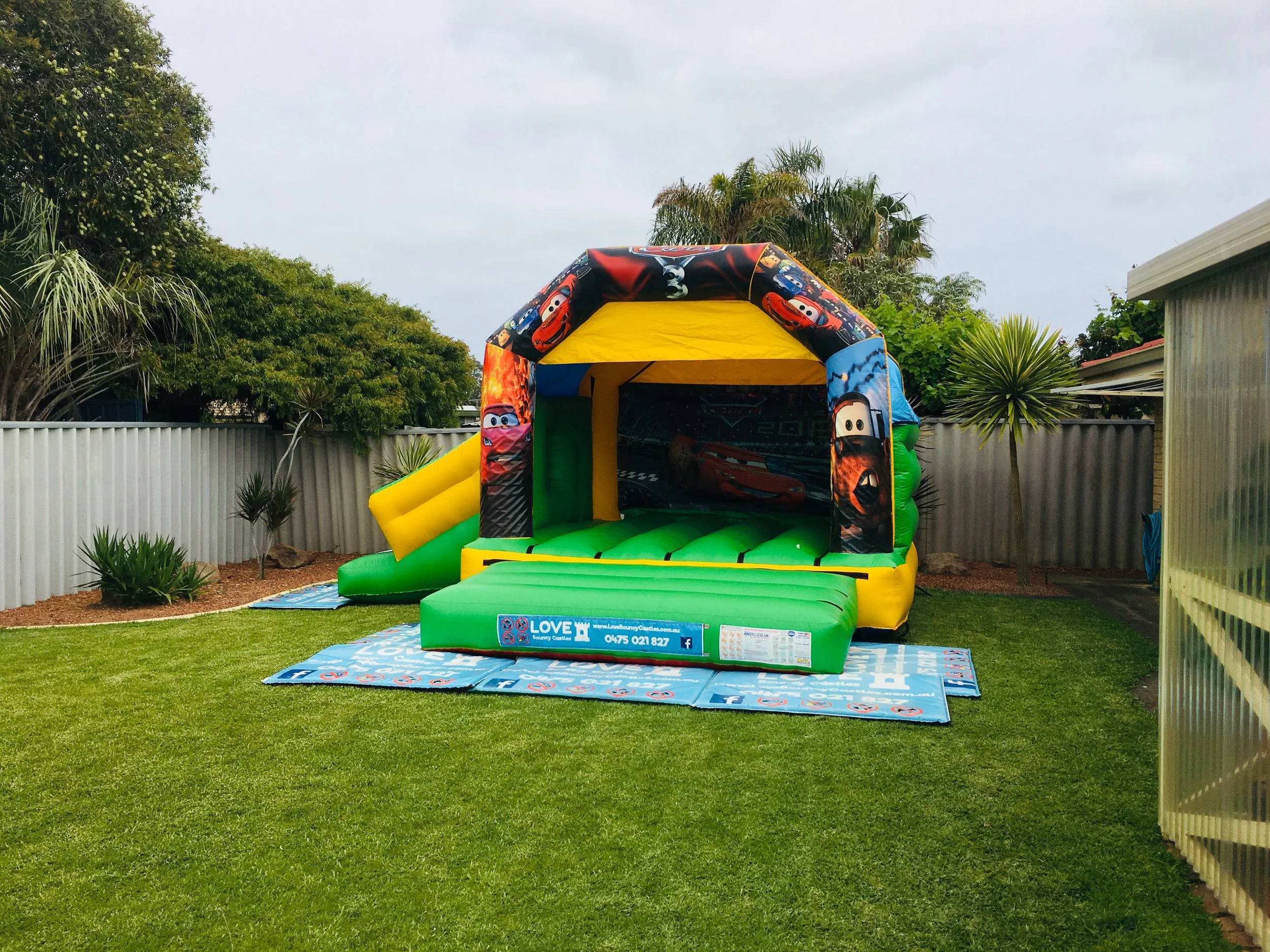Cars Bouncy Castle With Slide Set Up In Mandurah, 6210