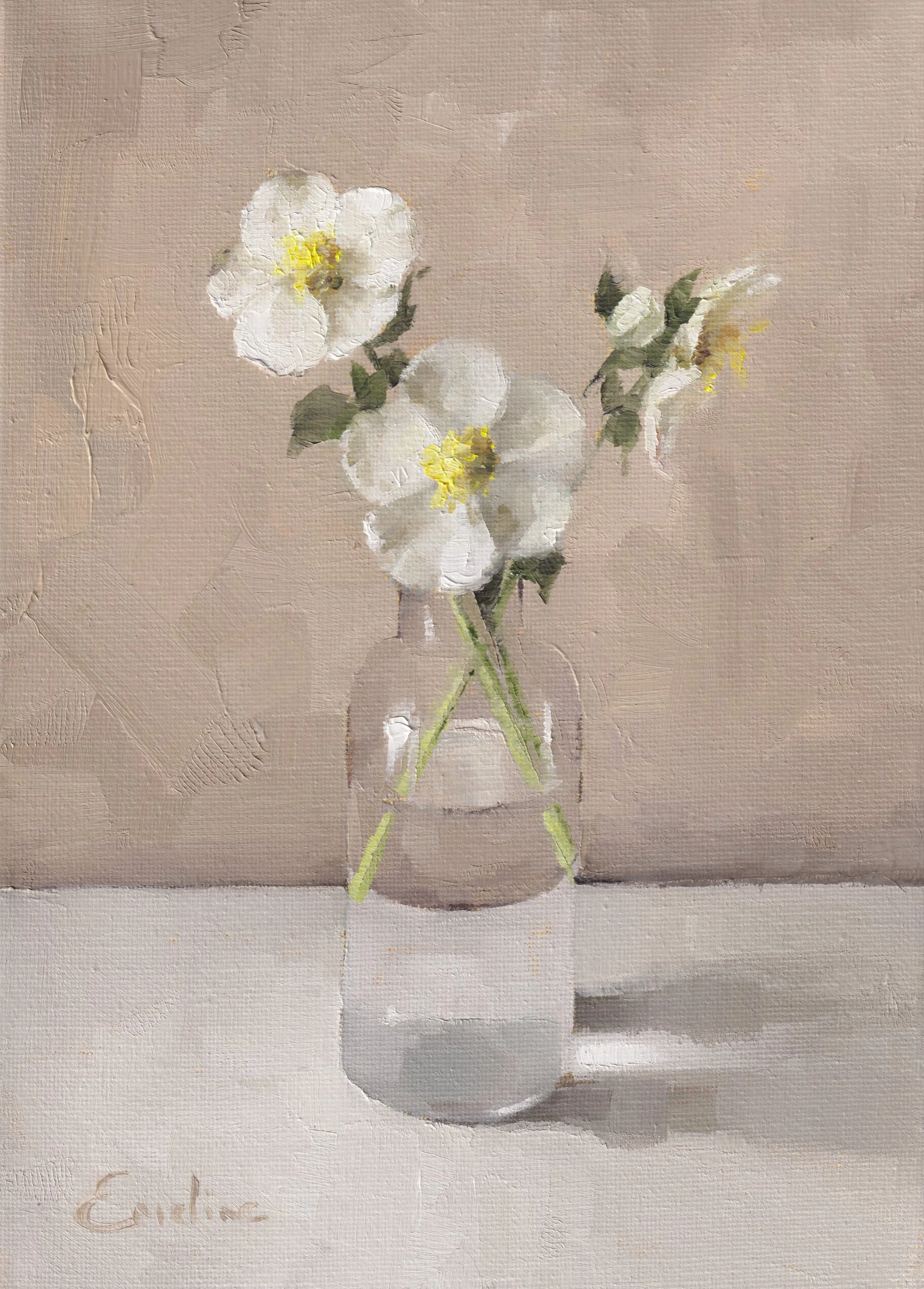 Greetings Card - White Hellebores in the Studio