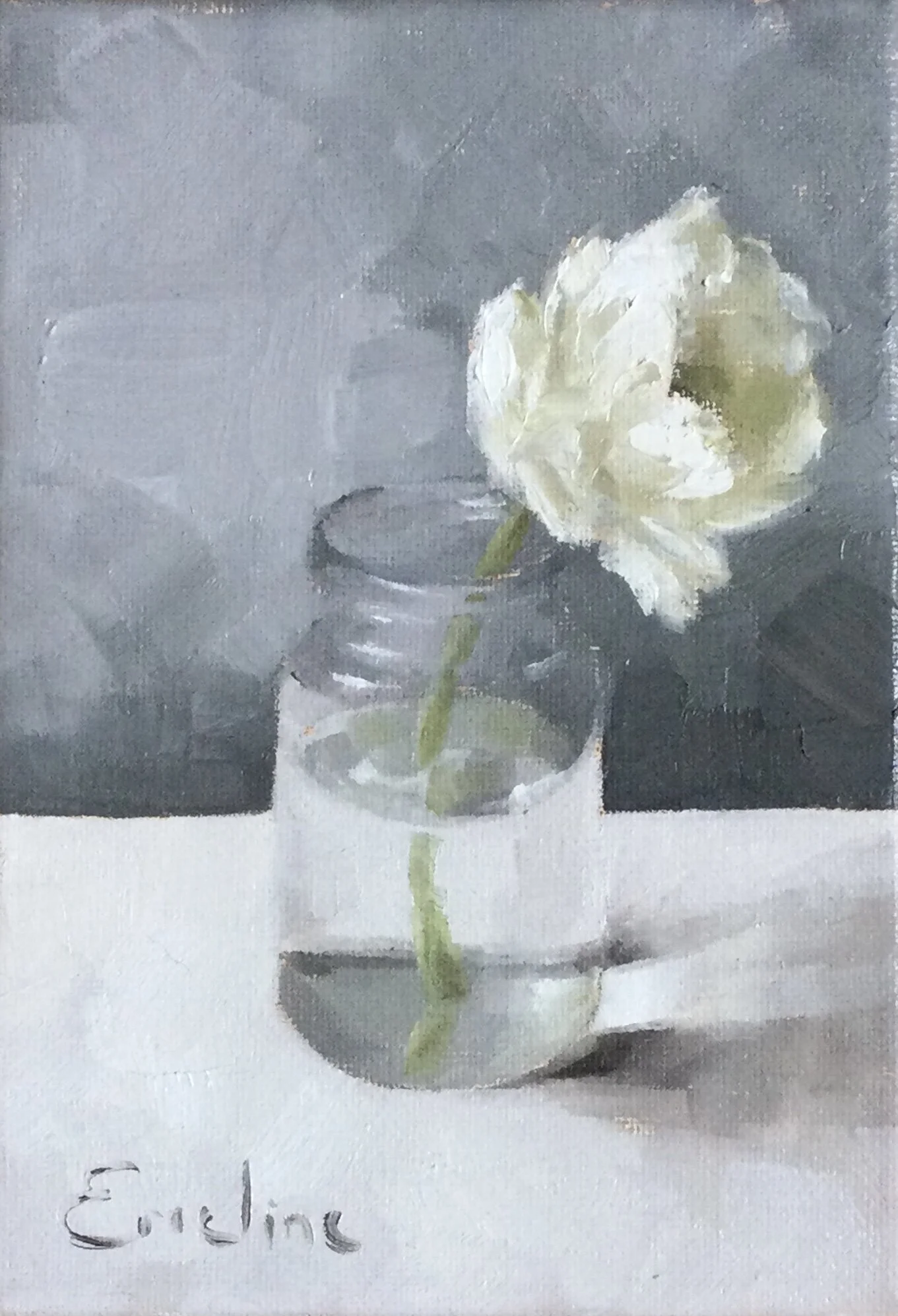 Greetings Card – White Tulip in a Glass Jar