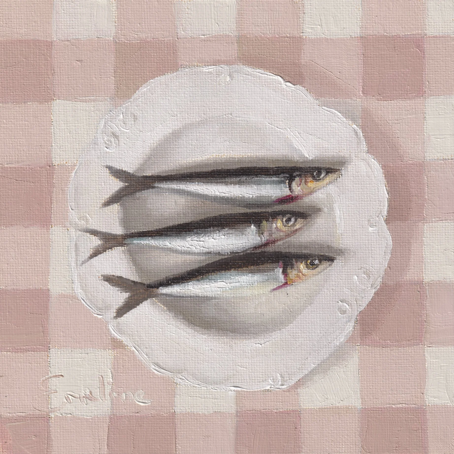 Greetings Card - Three Sardines on a Plate