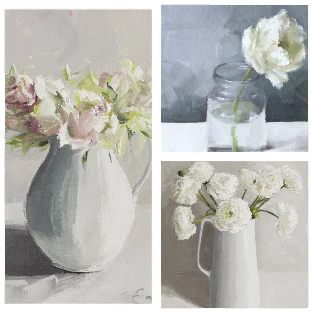 Greetings Cards - White Florals