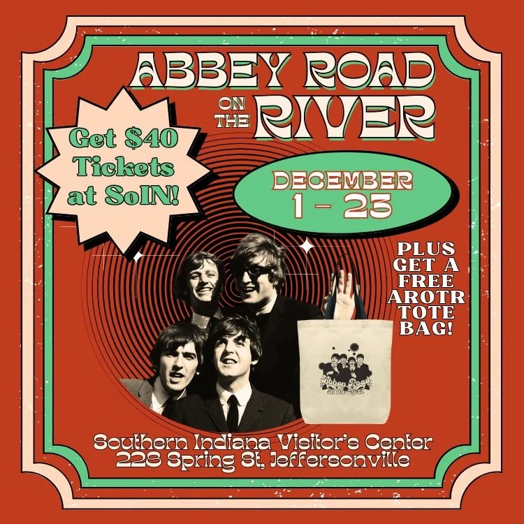 Get the gift every music lover will LOVE: tickets to Abbey Road On The River next May! 

Now you can get paper tickets in person at the Southern Indiana Visitor&rsquo;s Center in Jeffersonville for just $40! 

Plus every order comes with a free #AROT
