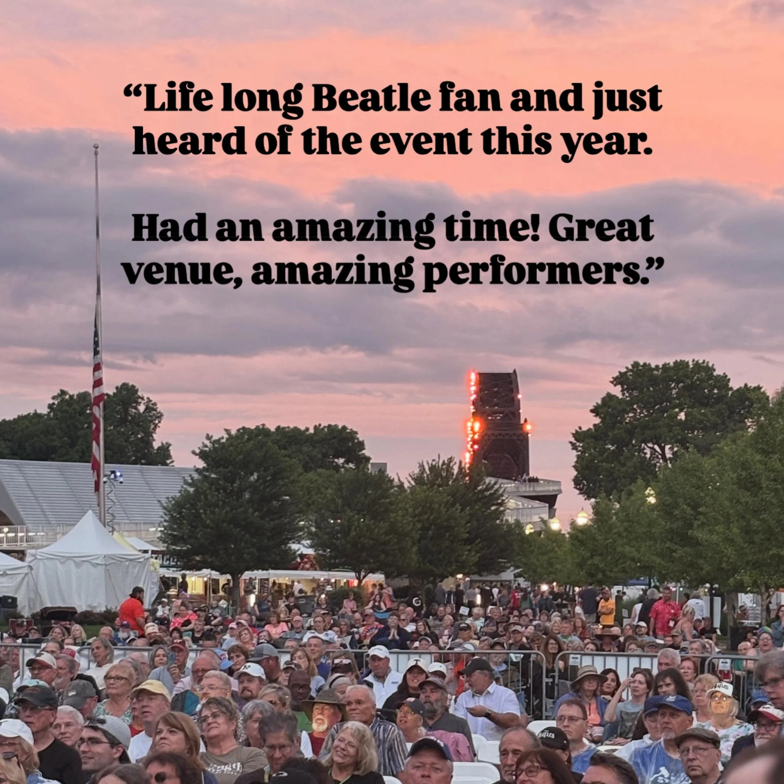 &ldquo;Life long Beatle fan and just heard of the event this year. Had an amazing time. Great venue, amazing performers.&rdquo; -T.P.

When did you first hear about Abbey Road on the River?