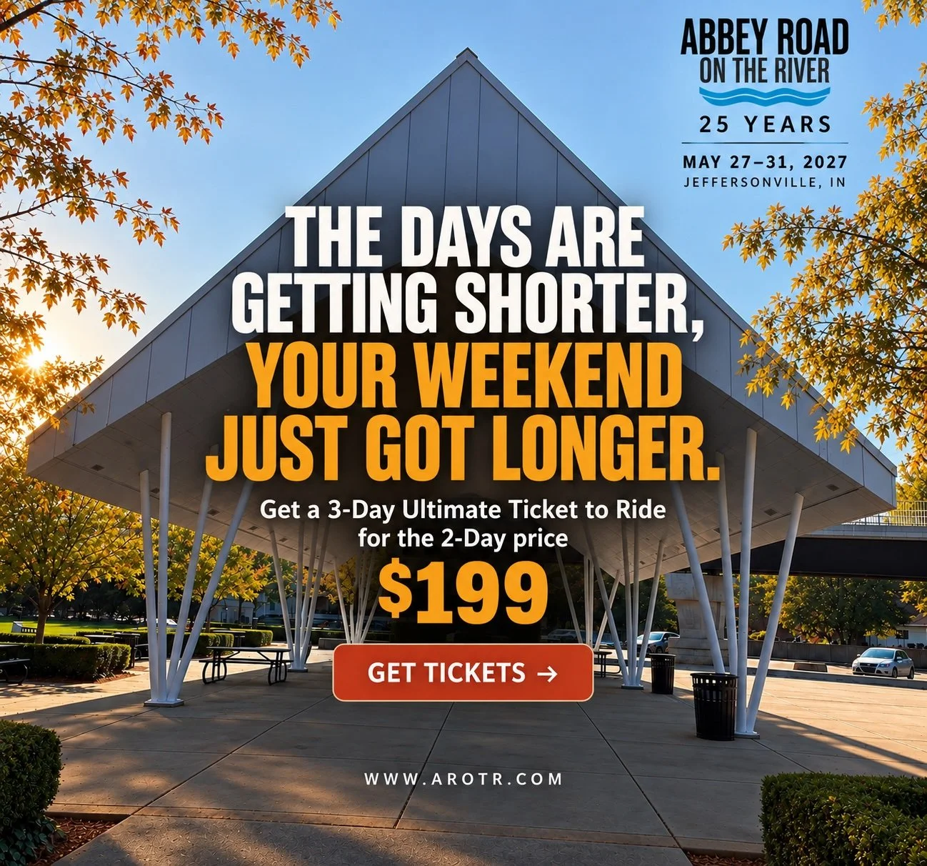 Summer ends. 
It always does. 
The days get shorter. 
The years get shorter, too.

After 25 years, you learn something. People don't remember how many weekends they had. They remember the weekends that mattered.

Abbey Road on the River - the weekend