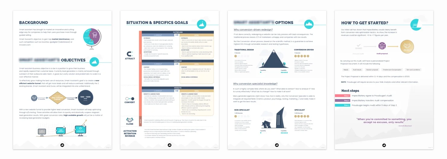 Example of different pages in a real audit made for a client