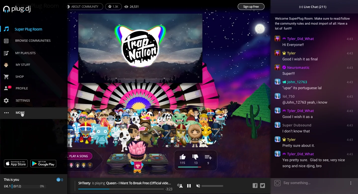 New version: Left sidebar menu open