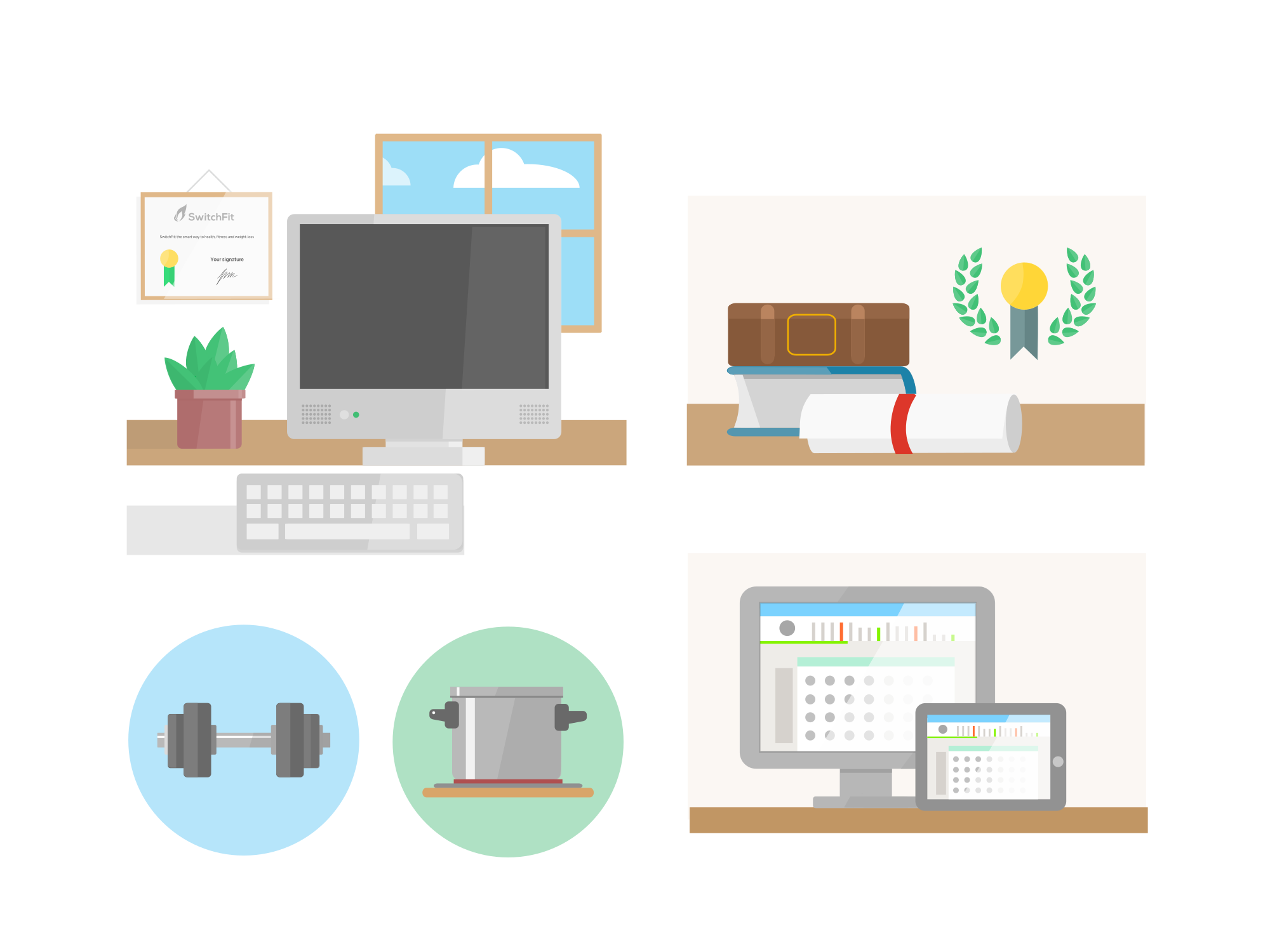 Example of illustrations made for the SwitchFit's website