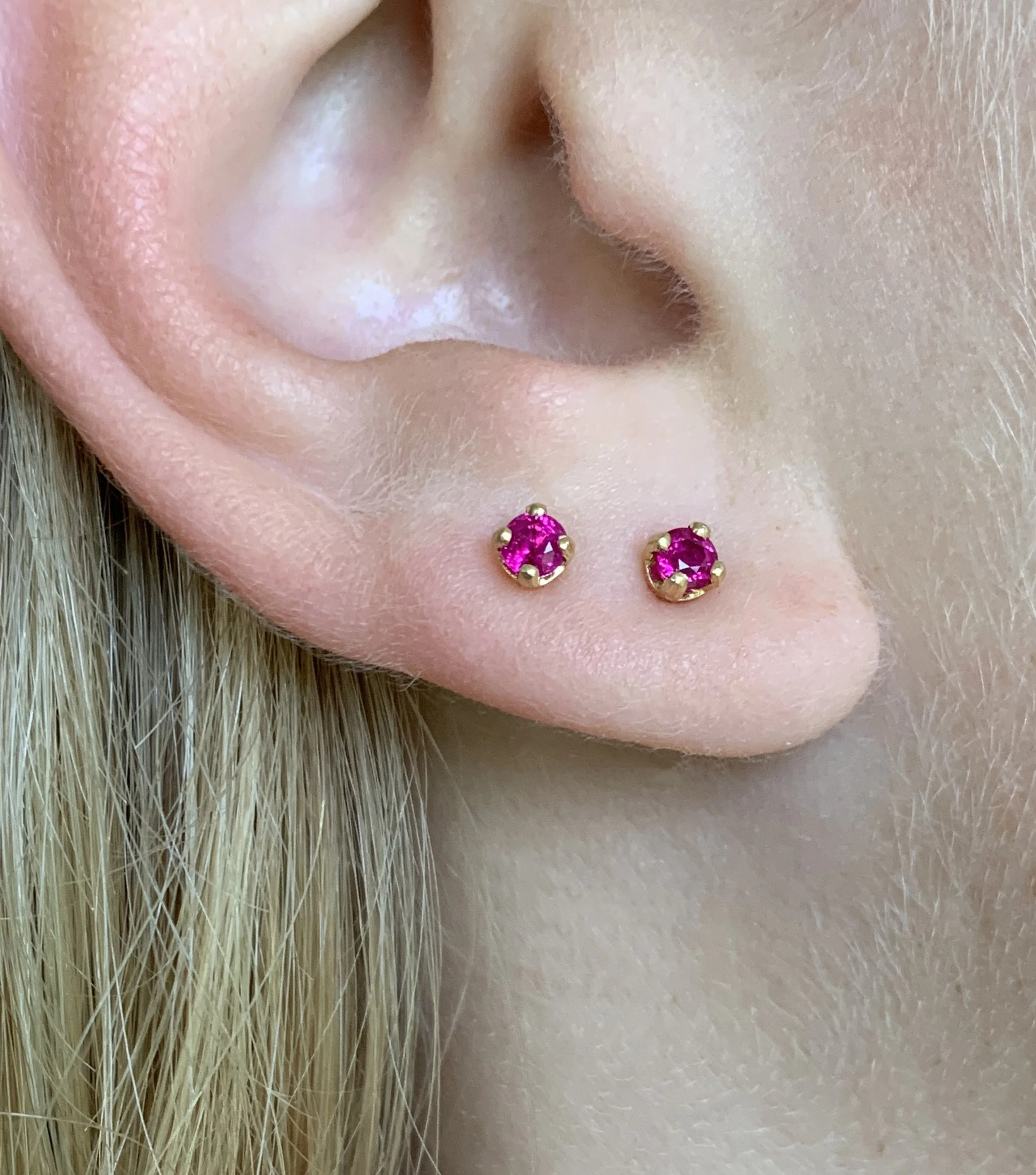 Burmese ruby stud earrings