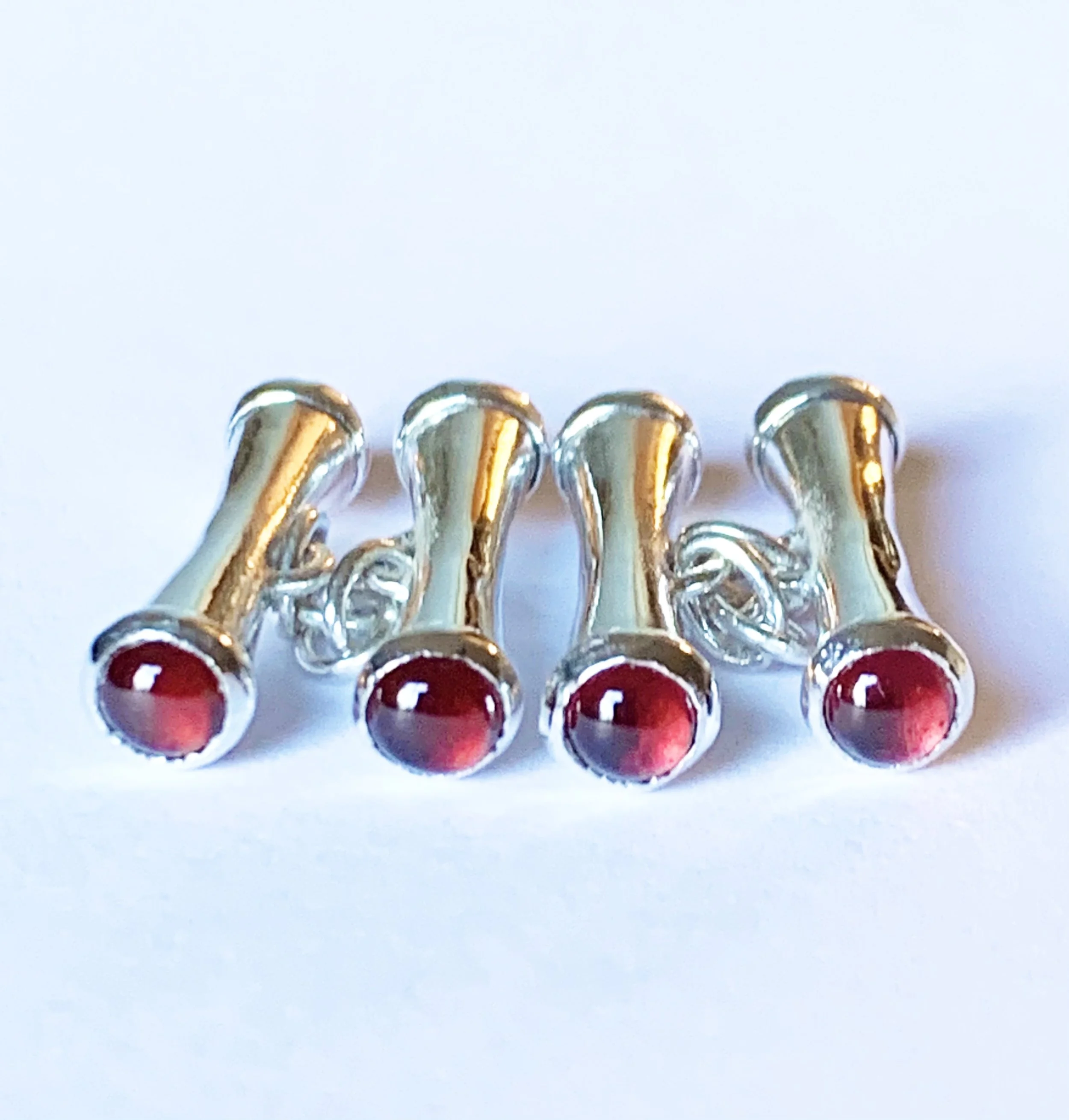 Gemstone Garnet Silver Cufflink