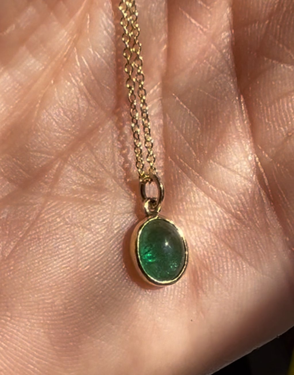 Emerald Oval Cabochon Pendant