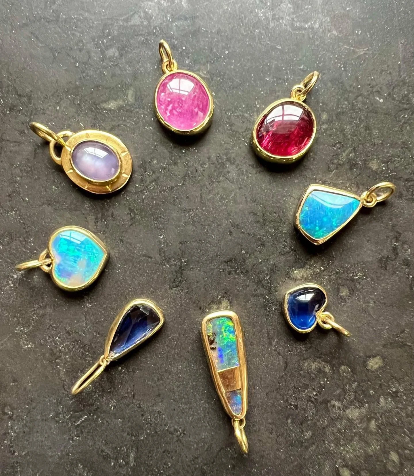 Some beautiful new pendants ready to go to new homes&hellip; some just finished 😮&zwj;💨 A pink #burmese sapphire and red #spinels - I bought these a while ago and cannot get these any more as many small gem mines closed during the pandemic.. Three 