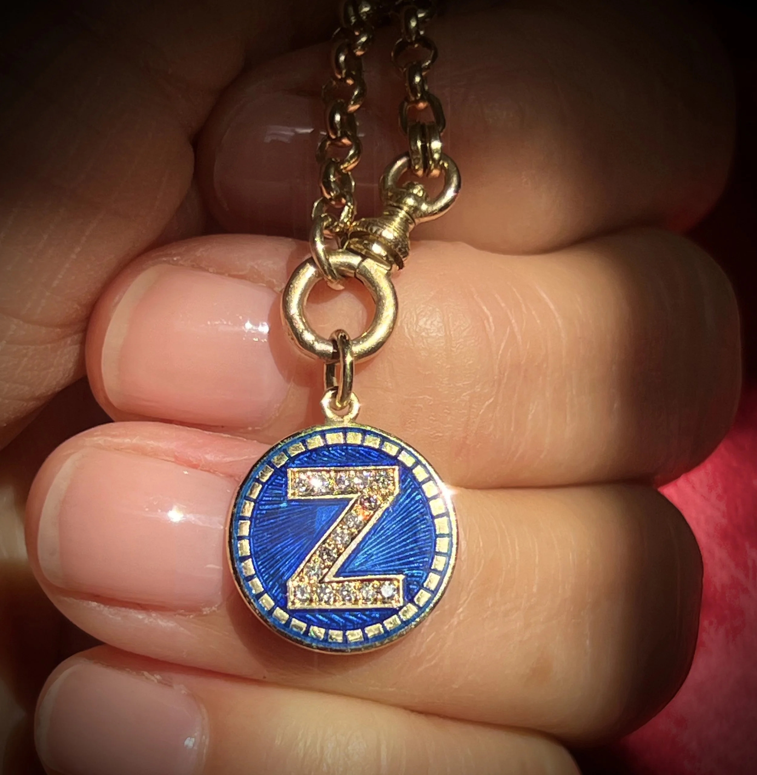 Signature Initial Gold Charm with diamonds