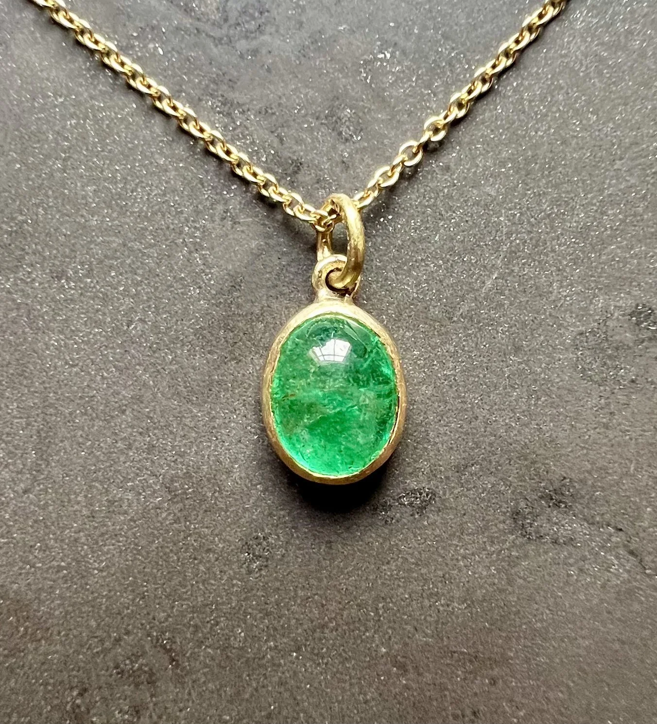 Emerald Oval Cabochon Pendant