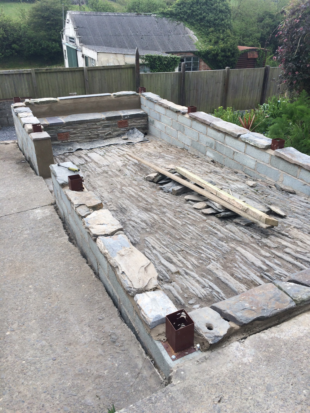 The remains of the other shed now to be a patio area
