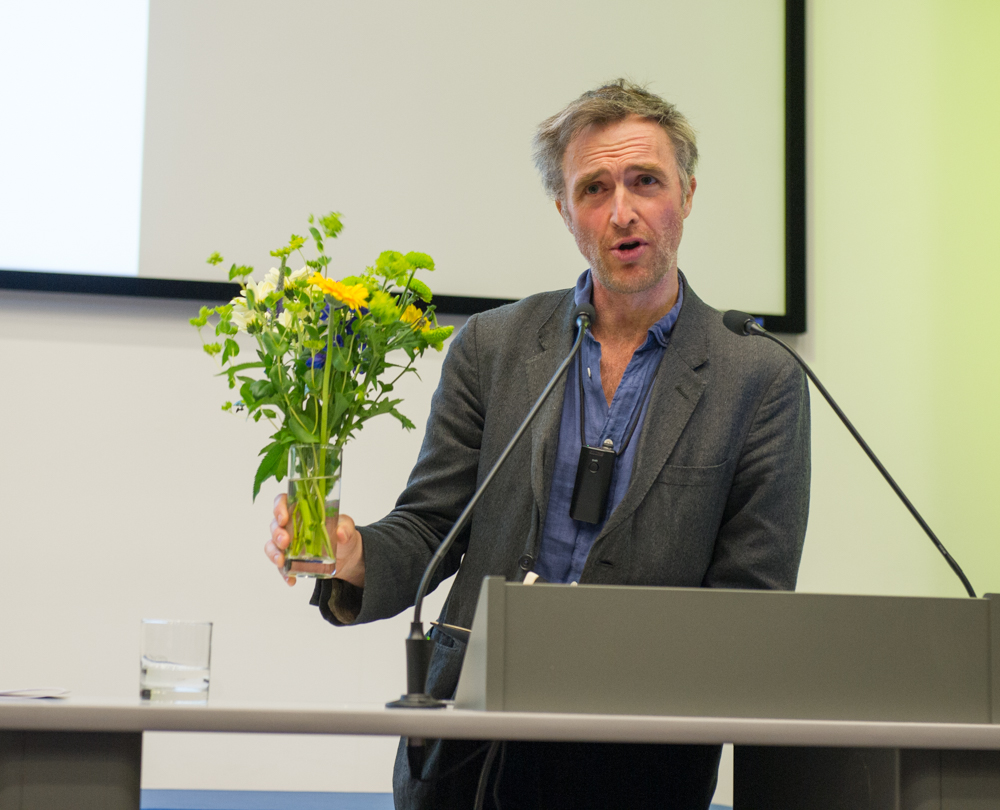 William Fiennes uses a floral prop © Cheryl-Samantha Owen